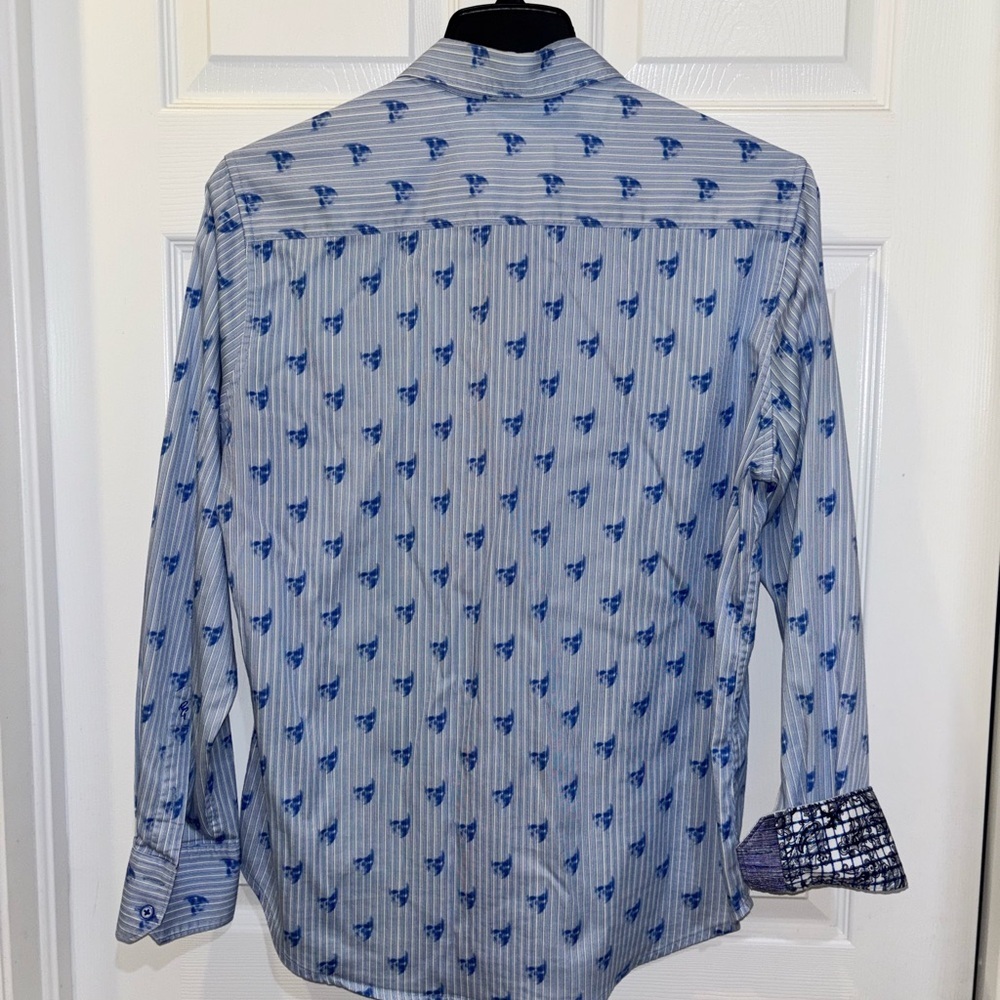 Robert Graham Hockney Cotton Stretch Skull Pinstripe Classic Fit Button Down SZM - Picture 6 of 13